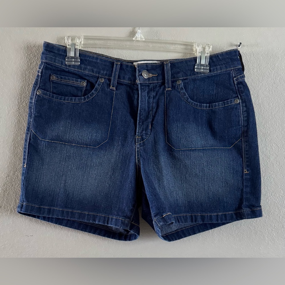 Signature Levi Strauss Women's Blue Jean Shorts Size 10 Flat Front Button Zip
